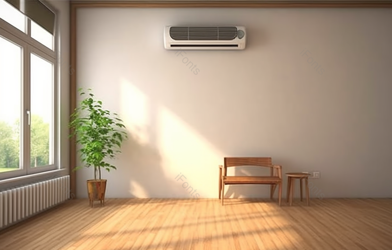 阳光照进起居室客厅木地板空调绿植和盆栽图像摄影,高清,摄影图,摄影图片,图片大全,摄影图免费下载